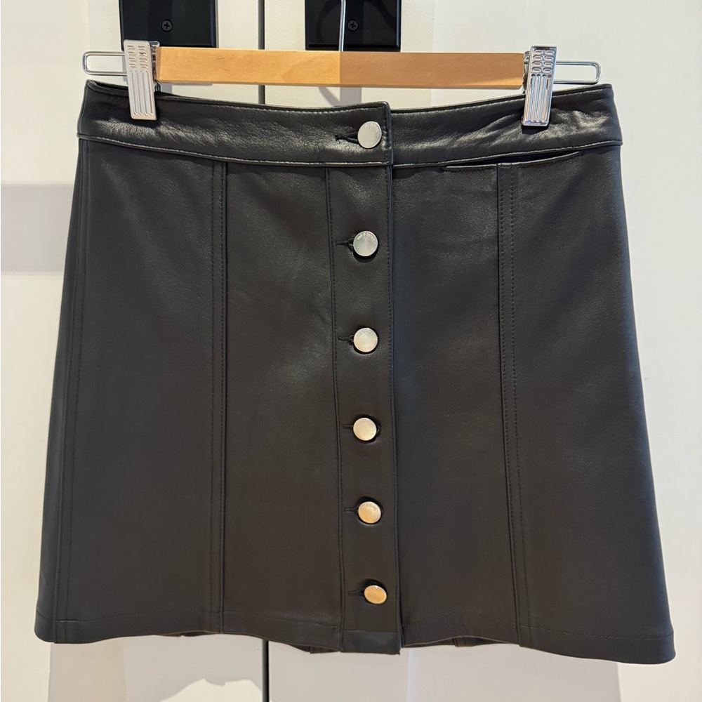 rag & bone Black Leather Mini Skirt
